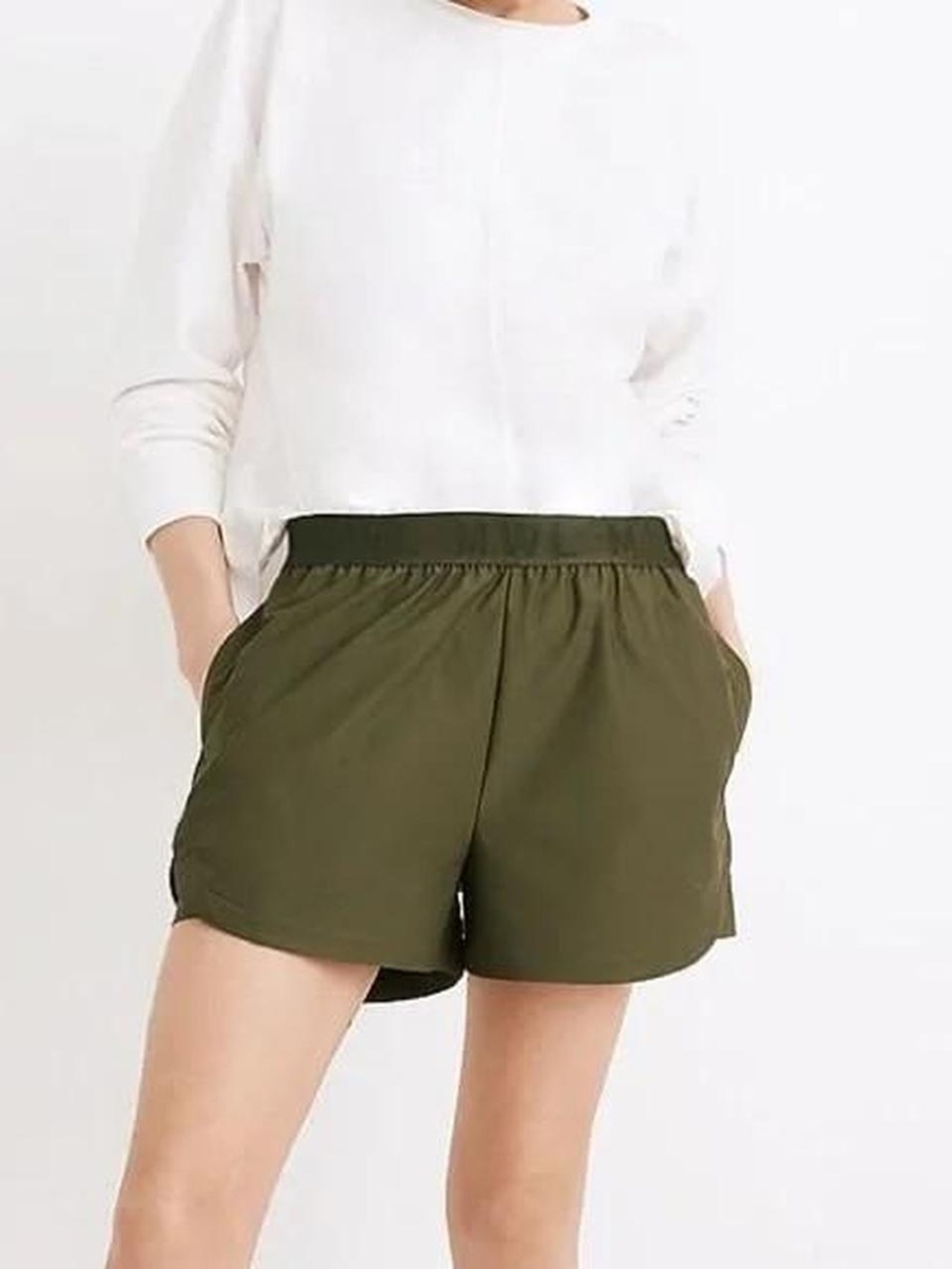 Madewell Women’s MWL Allways Pull-On Shorts in Kale Green, Size XXS